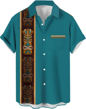 Men's Vintage Hawaiian Shirts Route 66 Classic Car Quick Dry Wrinkle Free Plus Size Tops