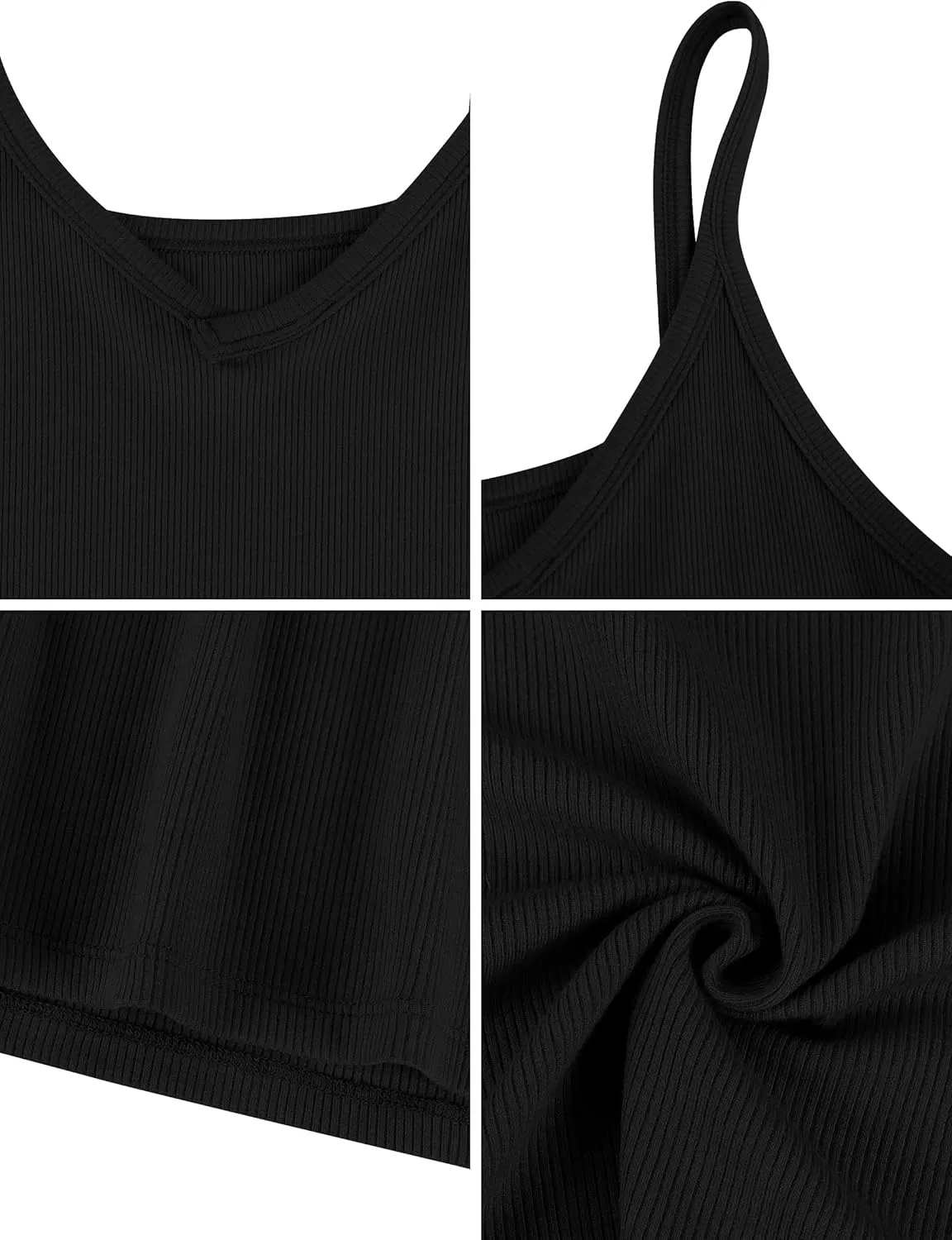 Missufe Ribbed V Neck Tank Tops for Women 2025 Summer Workout Slim Fit Sleeveless Spaghetti Strap Basic Camisole