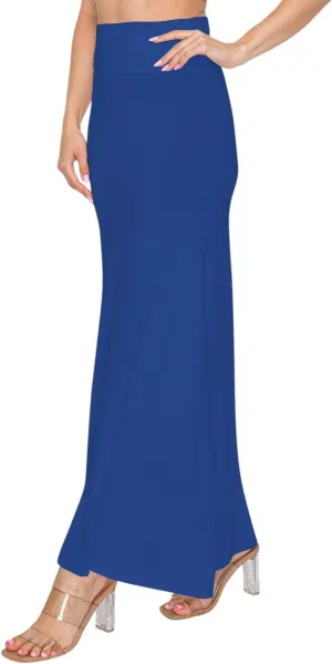 OMNIGENUS Women's Folded Wide Waist Band Long Maxi Skirt (S-XL)