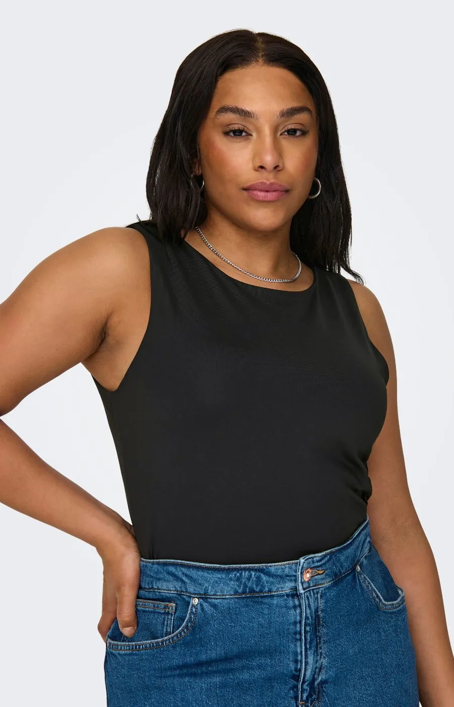 Only Carmakoma Rea 2 Way Vest Top In Black
