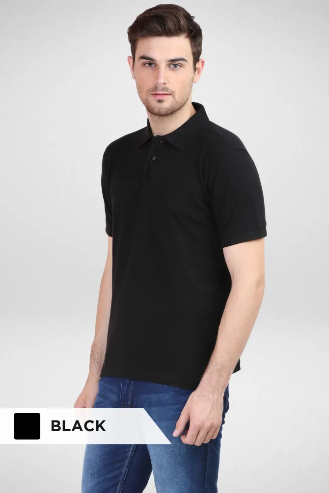 Pack Of 3 Polo T-Shirts White Black and Navy Blue for Men