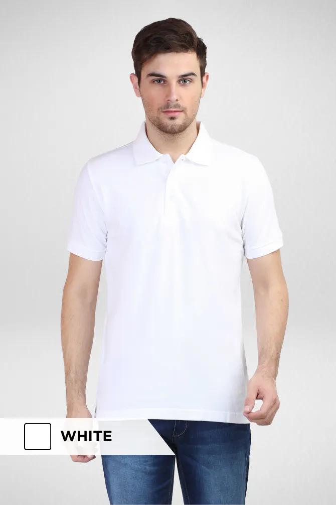 Pack Of 3 Polo T-Shirts White Black and Navy Blue for Men