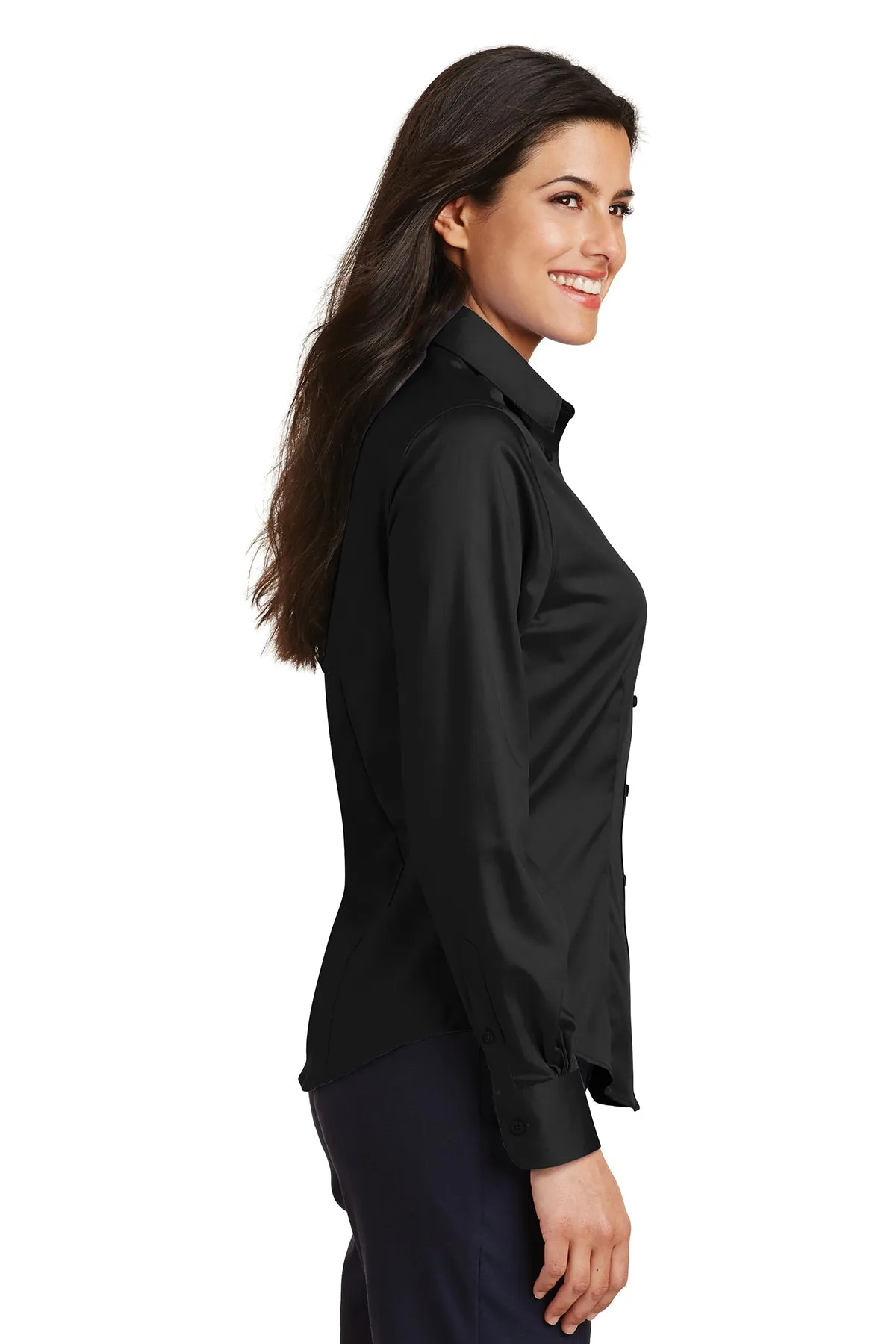 Port Authority Ladies Non-Iron Custom Twill Shirts, Black