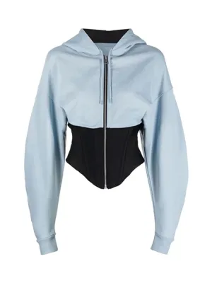 Pre Order:  Hooded Corseted Waist Cropped Jacket
