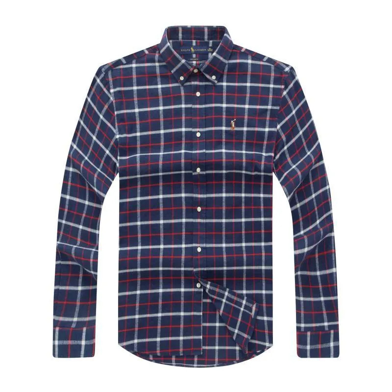 PRL The Iconic Oxford Long Sleeve Shirt-Navy Blue