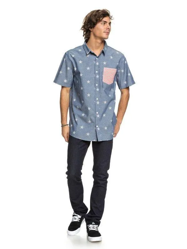 Quik Silver Men's 4th July S/S Woven Shirt (Retail $55)