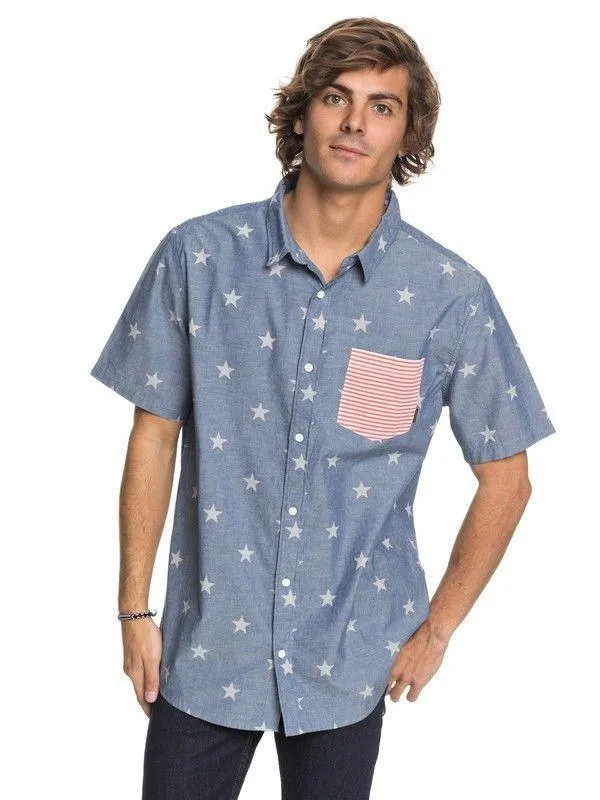 Quik Silver Men's 4th July S/S Woven Shirt (Retail $55)