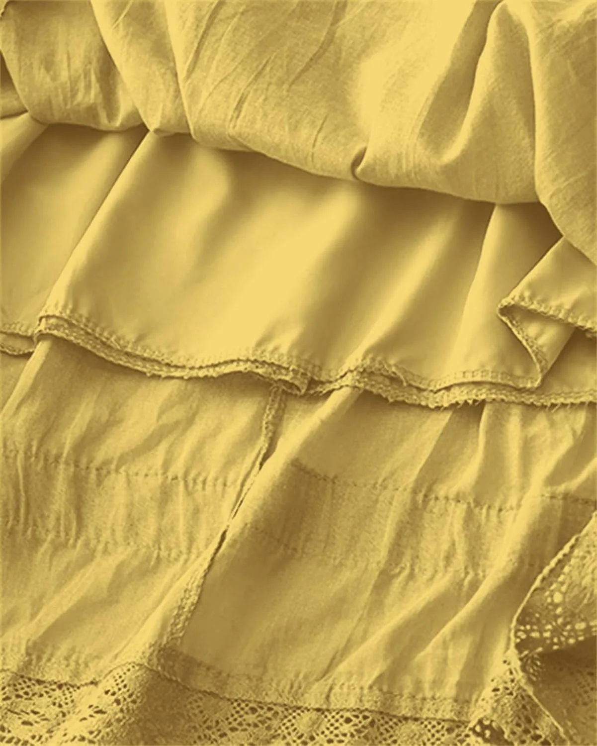 SANGTREE Women's Lace Cotton Linen Skirt Drawstring Waist A Line Beach Flowy Long Skirts