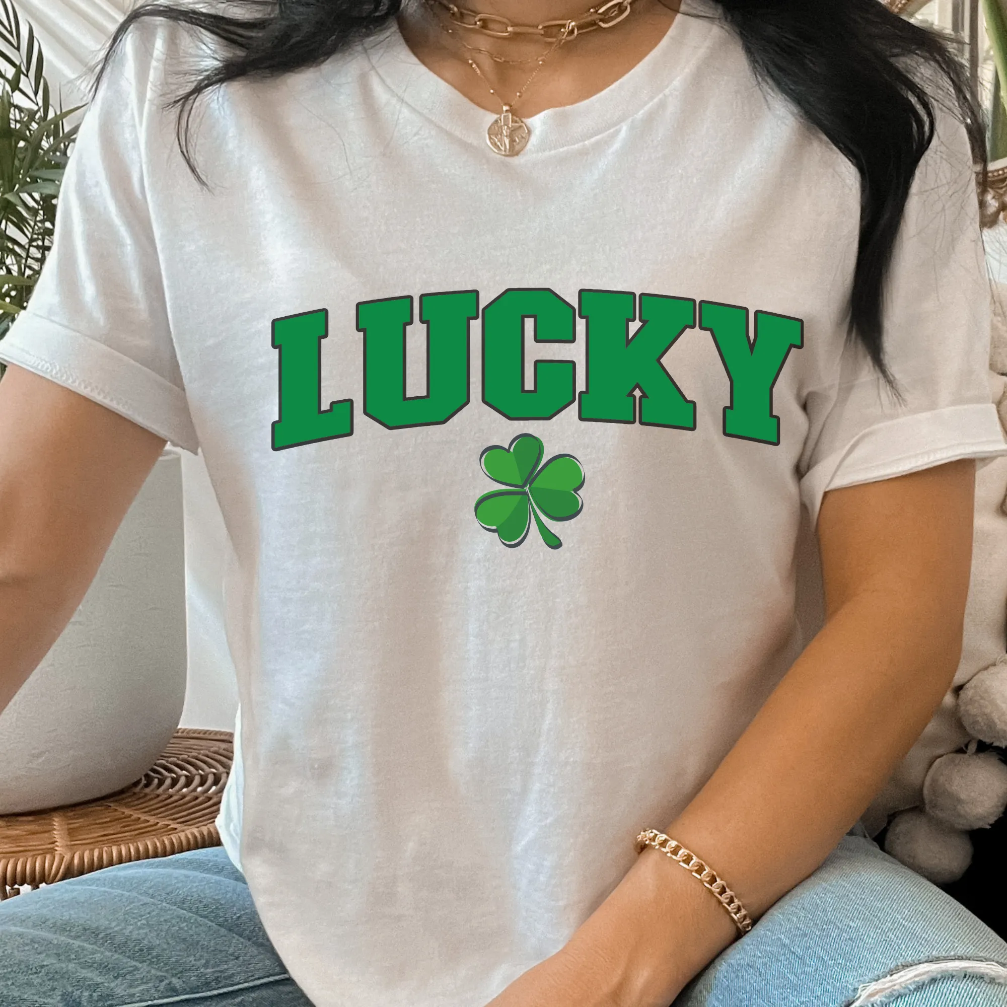 St. Patrick's Day Lucky Women's Crewneck Sweatshirt or T-Shirt Cute Lucky Spring Pullover St. Patrick's Gift