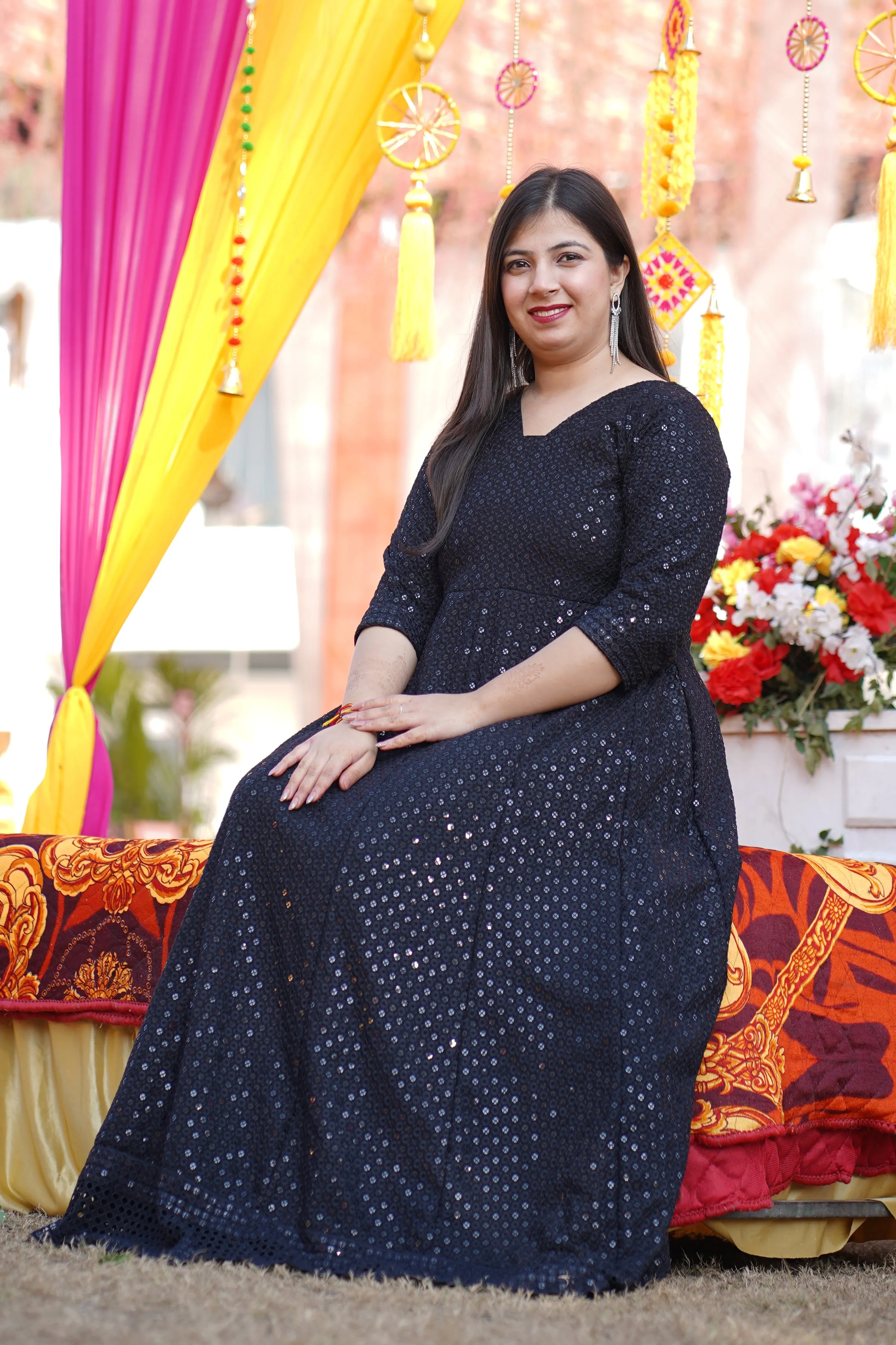 Starlit Black Sequined Fancy Dress