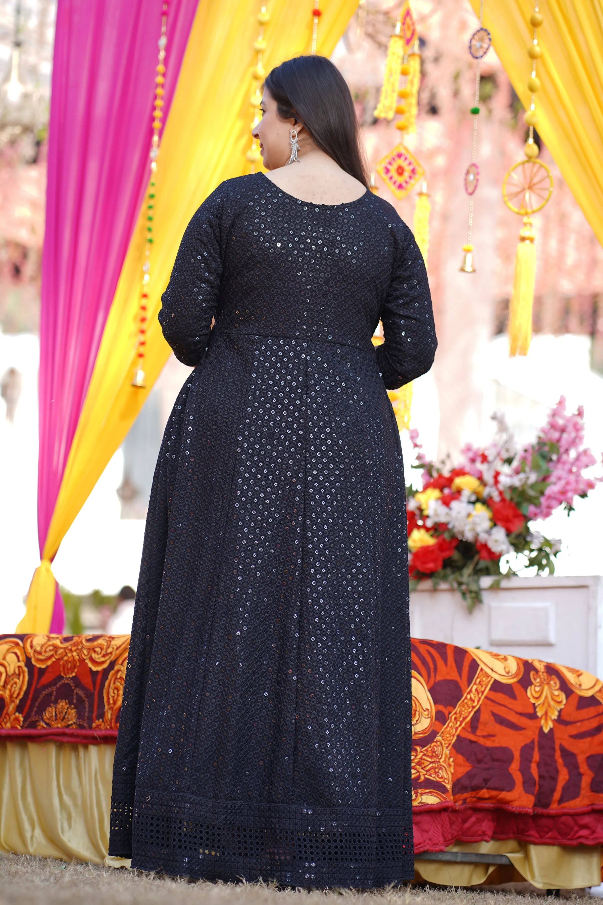Starlit Black Sequined Fancy Dress