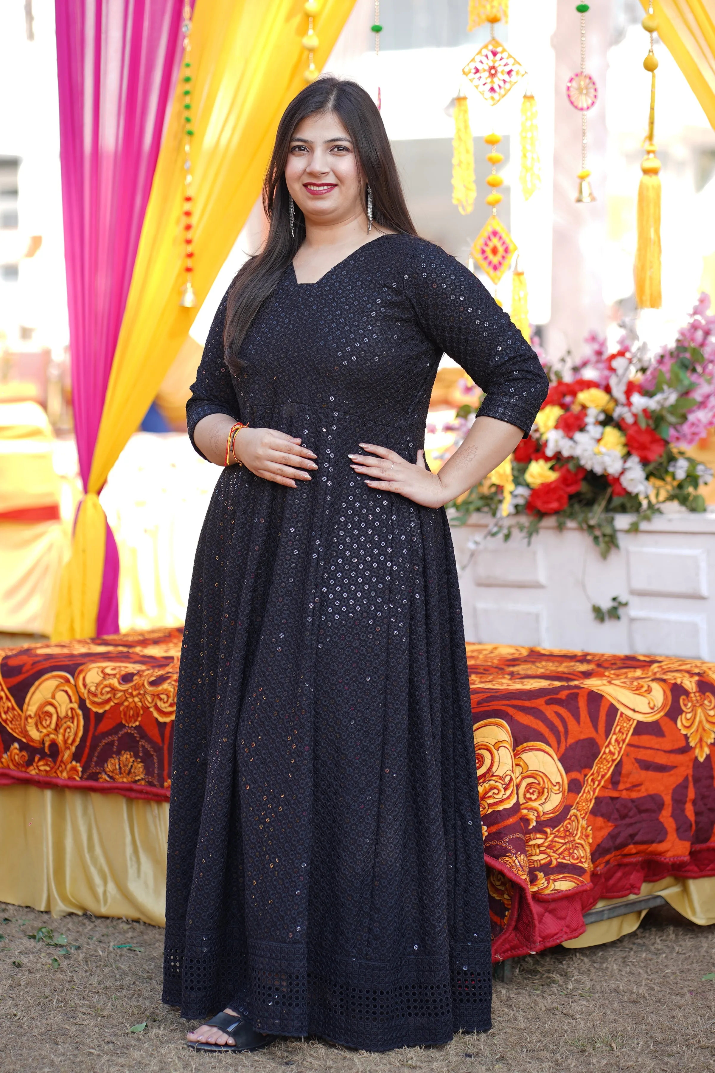 Starlit Black Sequined Fancy Dress