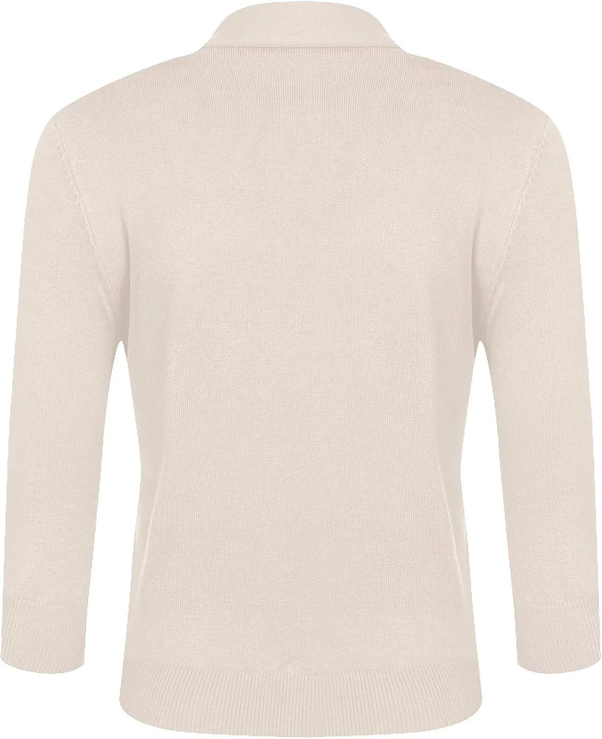 URRU Women's Classic 3/4 Sleeve Open Front Cropped Cardigan Sweater Lightweight Knit Short Shrugs