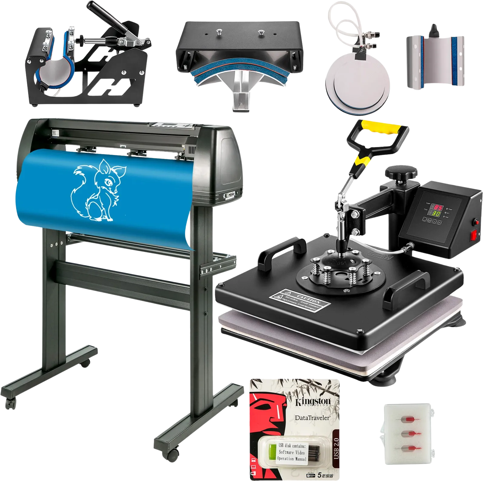 Vevor Heat Press 6-in-1 Sublimation Machine 15" x 15" with 28" Vinyl Cutter Combo New