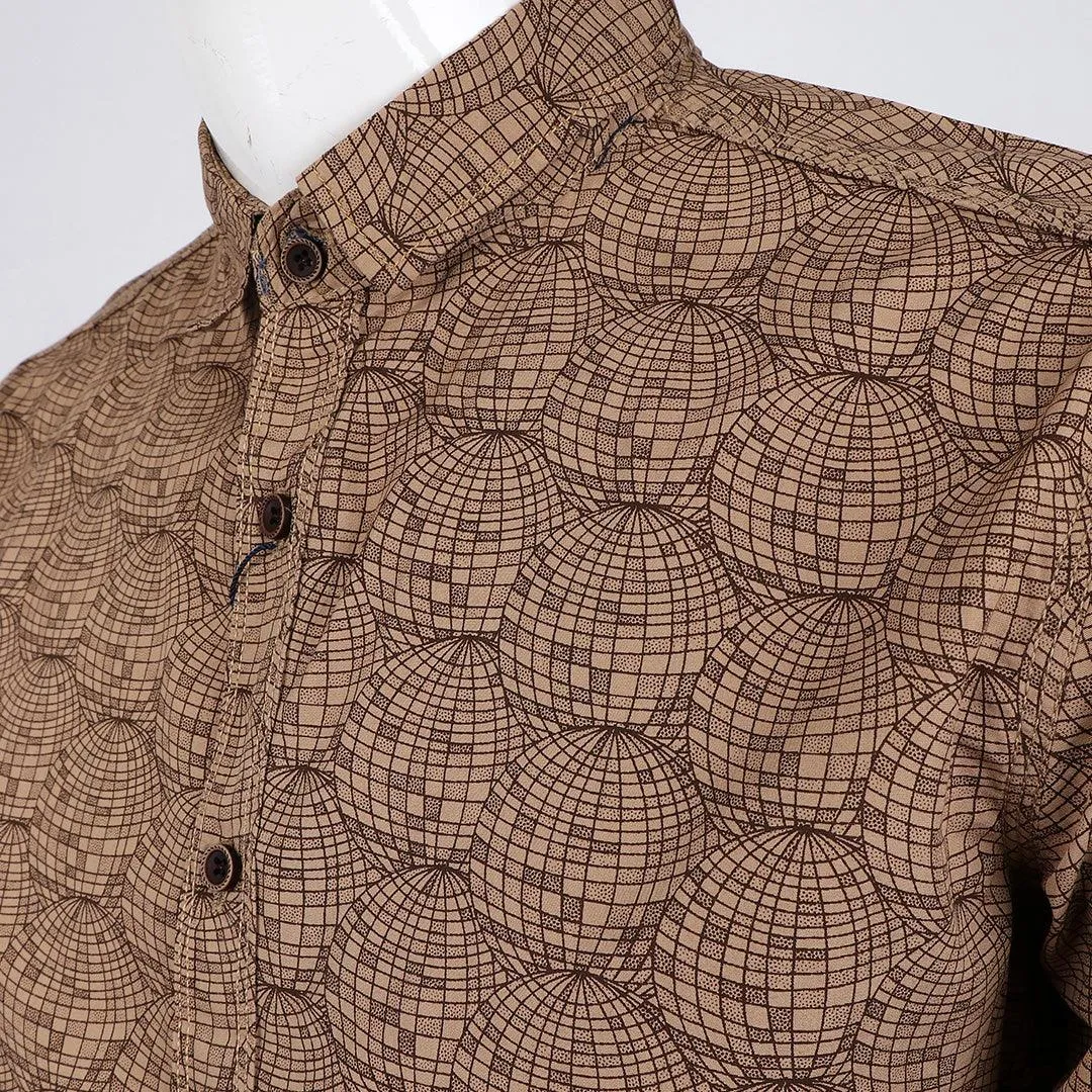 Vintage Brown Floral Print long Sleeve Shirt