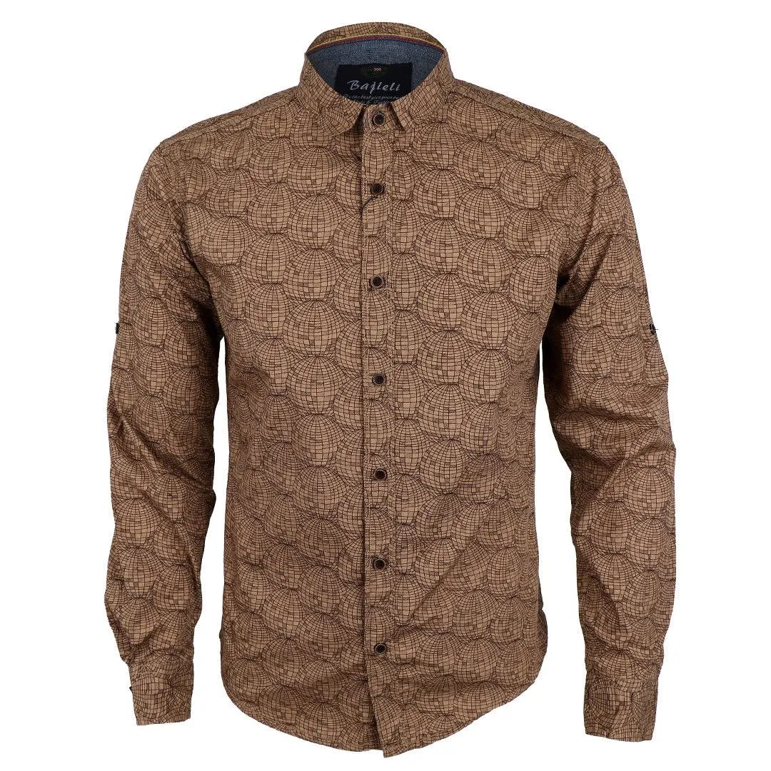 Vintage Brown Floral Print long Sleeve Shirt