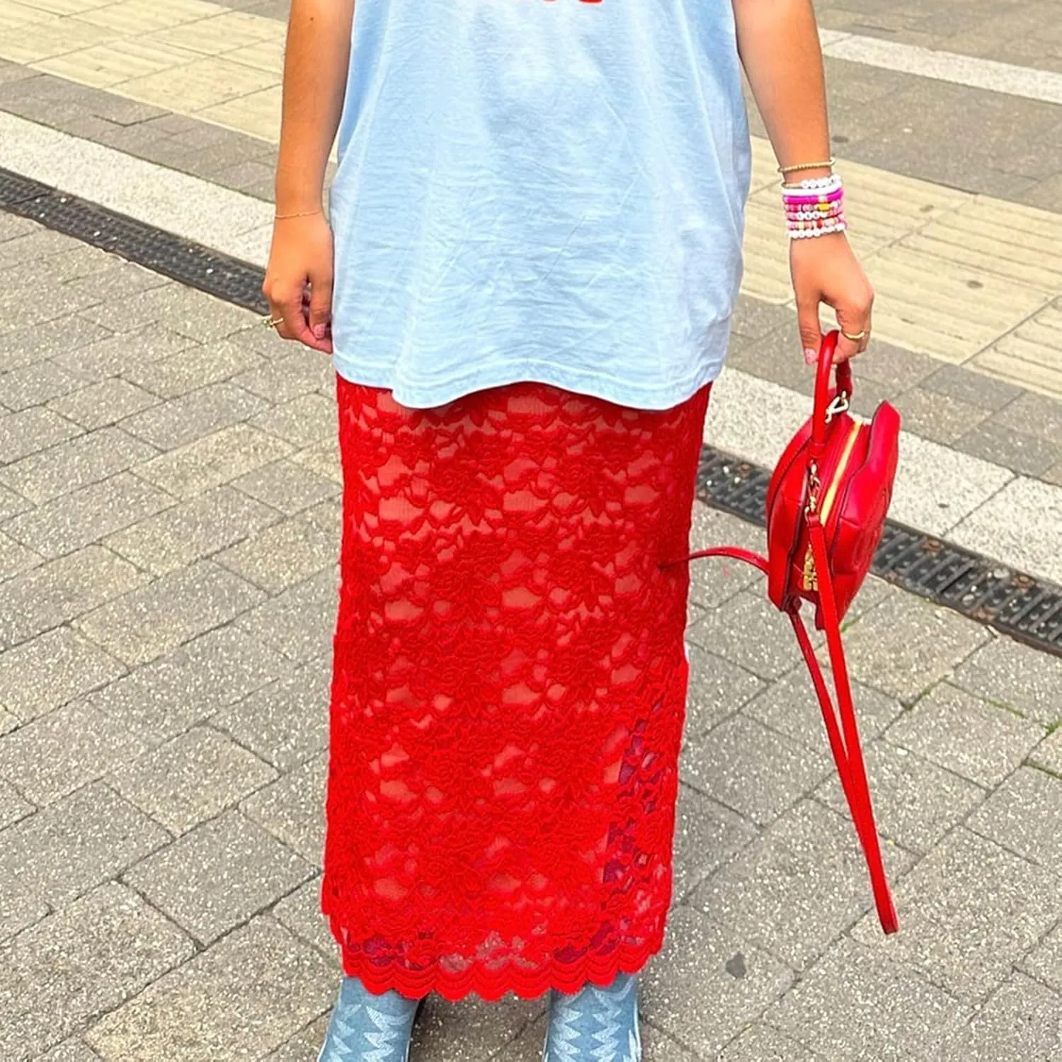 Women Lace Maxi Skirts Y2k High Waist Sheer Mesh Long Skirt Boho See Through Slim Fit Midi Skirt Streetwear