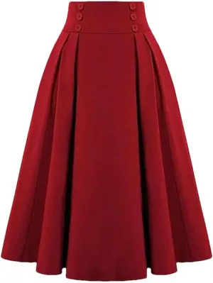 Women's Skirts High Waist A-Line Solid Color Office Casual Midi Skirt