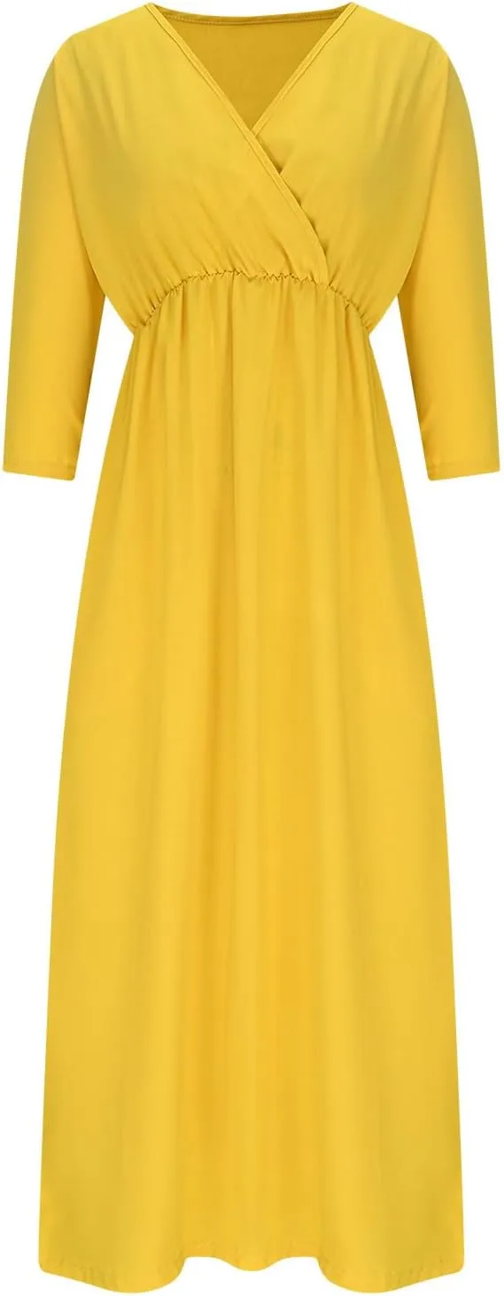 Women's Summer Casual Boho Dress Floral Print Ruffle Puff Short Sleeve Loose Midi Dresses Beach Cover Up S-XXL