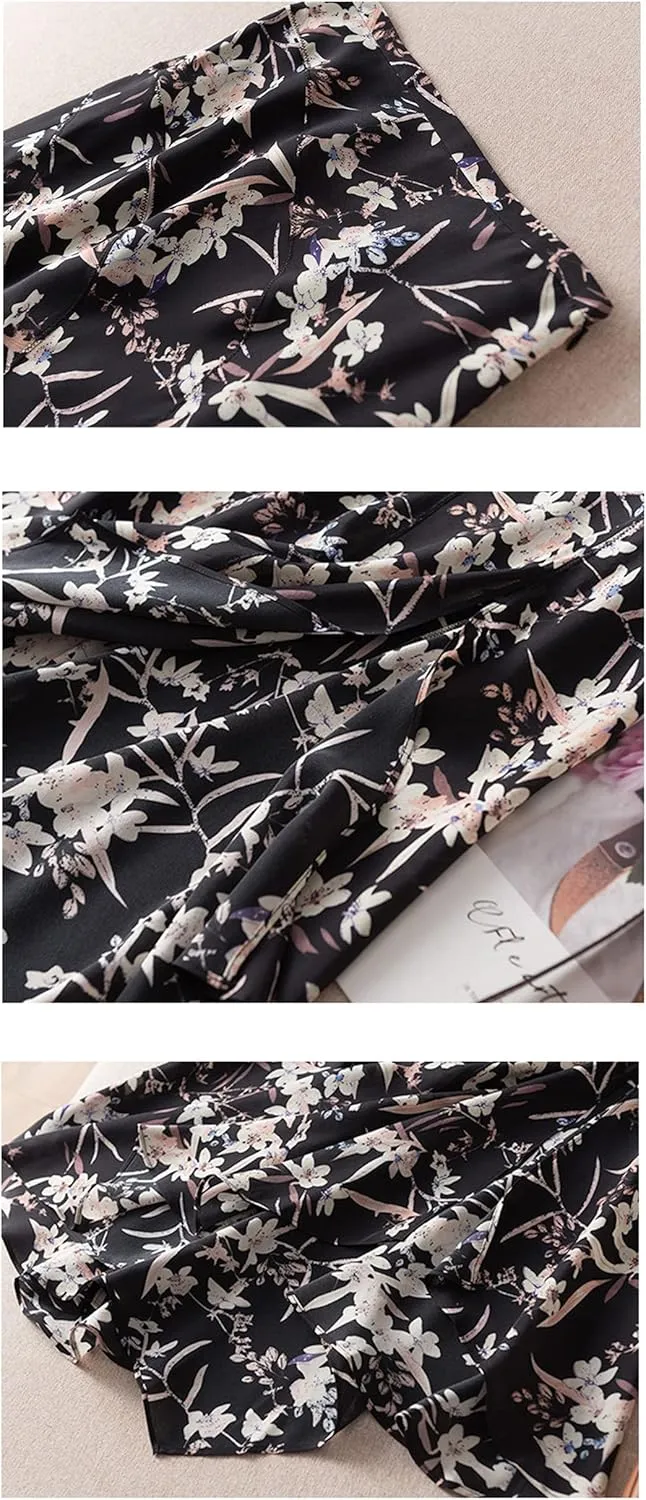 Women's Summer Mulberry Silk Midi Skirt Womens High Waist Elegant Skirts
