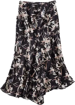 Women's Summer Mulberry Silk Midi Skirt Womens High Waist Elegant Skirts